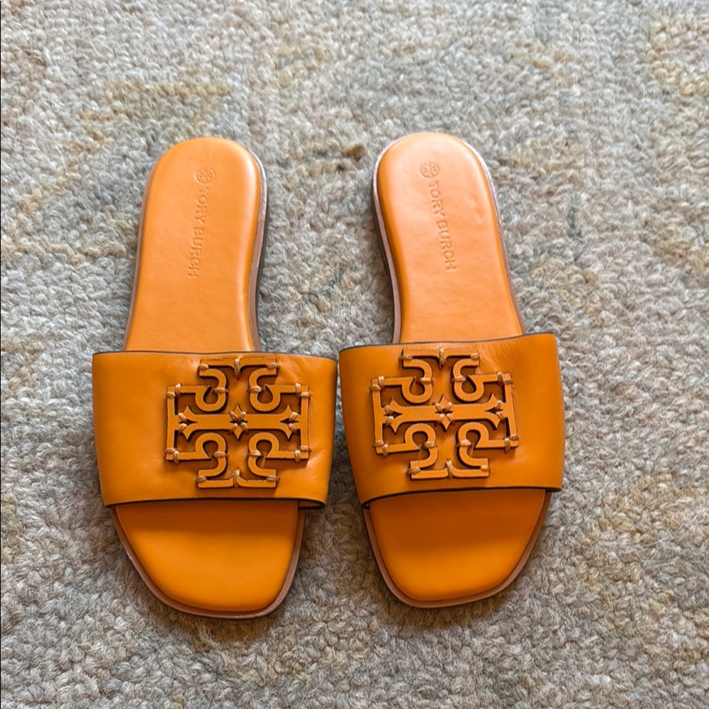 Tory Burch Mustard Slide Sandals